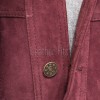 Men Maroon Suede Leather Trucker Jacket | Premium Genuine Suede Western Shacket | Classic Turn Down Shirt Collar Button Up Slim Fit Outerwear
