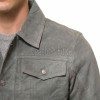 Men Slate Grey Suede Trucker Jacket | Premium Genuine Ash Gray Leather Western Outerwear | Vintage Button Up Denim Style Slim Fit Shacket