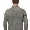 Men Slate Grey Suede Trucker Jacket | Premium Genuine Ash Gray Leather Western Outerwear | Vintage Button Up Denim Style Slim Fit Shacket