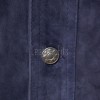 Men Navy Blue Suede Trucker Jacket | Premium Genuine Midnight Indigo Leather Western Shacket | Vintage Casual Button Up Fitted Outerwear