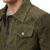 Men Olive Green Suede Trucker Jacket | Premium Genuine Khaki Army Moss Leather Shacket | Vintage Western Button Up Tailored Slim Fit Coat