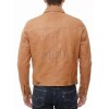 Men Tan Leather Trucker Jacket | Premium Genuine Camel Nappa Sheepskin Western Outerwear | Vintage Cognac Button Up Fitted Casual Shacket
