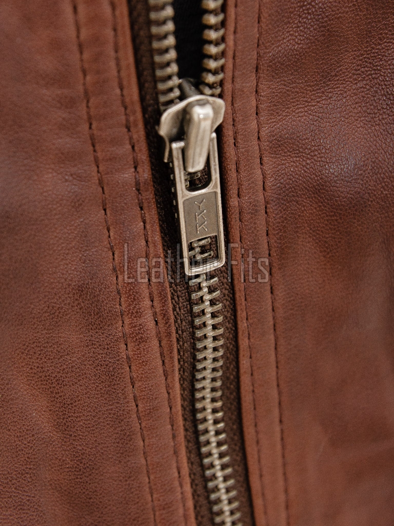 Men Biscuit Tan Leather Racer Jacket | Premium Genuine Soft Lambskin Cafe Biker Outerwear | Vintage Camel Beige Stand Collar Zip Slim Fit Blouson