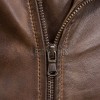 Men Vintage Bronze Leather Biker Jacket | Premium Genuine Burnished Lambskin Double Rider | Diamond Quilted Shoulder Asymmetric Zipper Coat