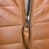 Men Toffee Oak Leather Puffer Jacket | Premium Genuine Soft Lambskin Cafe Racer Outerwear | Vintage Camel Horizontal Stitched Channel Slim Fit Blouson