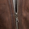 Men Distressed Cocoa Brown Leather Jacket | Premium Genuine Lambskin Cafe Racer Moto | Track Ribbed Shoulder Multi-Pocket Zipper Cruiser Coat