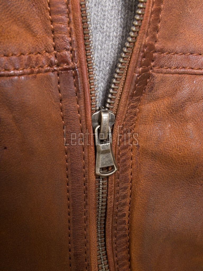 Men Vintage Whiskey Tan Leather Jacket | Premium Genuine Lambskin Cafe Racer Moto | Distressed Cognac Ribbed Sleeve Multi-Pocket Cruiser Coat