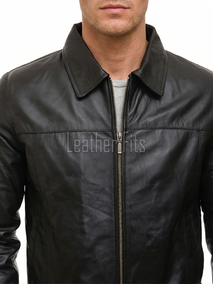 Men Vintage Whiskey Tan Leather Jacket | Premium Genuine Lambskin Cafe Racer Moto | Distressed Cognac Ribbed Sleeve Multi-Pocket Cruiser Coat