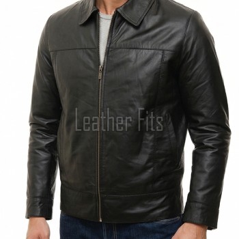 Men Vintage Whiskey Tan Leather Jacket | Premium Genuine Lambskin Cafe Racer Moto | Distressed Cognac Ribbed Sleeve Multi-Pocket Cruiser Coat