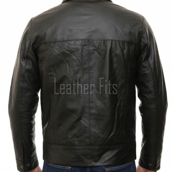 Men Vintage Whiskey Tan Leather Jacket | Premium Genuine Lambskin Cafe Racer Moto | Distressed Cognac Ribbed Sleeve Multi-Pocket Cruiser Coat