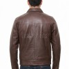 Men Walnut Brown Leather Shirt Collar Jacket | Premium Genuine Lambskin Minimalist Bomber | Smart Casual Paneled Smooth Earth Tone Coat