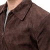Men Espresso Brown Suede Leather Jacket | Premium Genuine Lambskin Suede Minimalist Bomber | Smart Casual Paneled Luxury Soft Velvet Coat