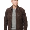 Men Espresso Brown Suede Leather Jacket | Premium Genuine Lambskin Suede Minimalist Bomber | Smart Casual Paneled Luxury Soft Velvet Coat