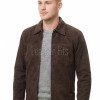 Men Espresso Brown Suede Leather Jacket | Premium Genuine Lambskin Suede Minimalist Bomber | Smart Casual Paneled Luxury Soft Velvet Coat