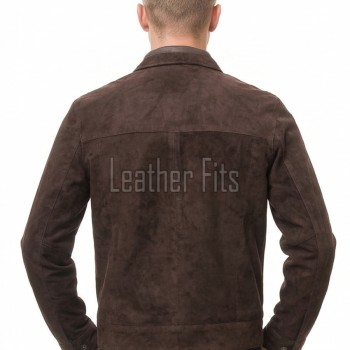 Men Espresso Brown Suede Leather Jacket | Premium Genuine Lambskin Suede Minimalist Bomber | Smart Casual Paneled Luxury Soft Velvet Coat