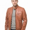 Men Cognac Copper Leather Moto Jacket | Premium Genuine Lambskin Quilted Biker | Smart Casual Vintage Russet Cafe Racer Segmented Urban Coat