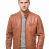 Men Cognac Copper Leather Moto Jacket | Premium Genuine Lambskin Quilted Biker | Smart Casual Vintage Russet Cafe Racer Segmented Urban Coat