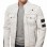 Men Off-White Leather Moto Jacket | Premium Genuine Lambskin Diamond Quilted Biker | Vintage Alabaster Cream Cafe Racer Striped Urban Coat