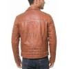 Men Caramel Tan Leather Biker Jacket | Premium Lambskin Asymmetrical Double Rider | Vintage Tobacco Amber Diamond Quilted Luxury Moto Coat