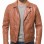Men Caramel Tan Leather Biker Jacket | Premium Lambskin Asymmetrical Double Rider | Vintage Tobacco Amber Diamond Quilted Luxury Moto Coat