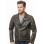 Men Distressed Charcoal Black Leather Biker Jacket | Premium Burnished Lambskin Asymmetrical Double Rider | Vintage Antique Smoked Moto Coat
