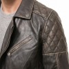 Men Distressed Charcoal Black Leather Biker Jacket | Premium Burnished Lambskin Asymmetrical Double Rider | Vintage Antique Smoked Moto Coat