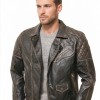 Men Distressed Charcoal Black Leather Biker Jacket | Premium Burnished Lambskin Asymmetrical Double Rider | Vintage Antique Smoked Moto Coat