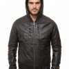 Men Black Leather Hooded Bomber Jacket | Premium Lambskin Casual Urban Hoodie | Modern Matte Onyx Paneled Streetwear Athleisure Blouson Coat