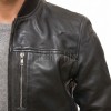 Men Black Leather Bomber Jacket | Premium Lambskin Soft Grain Casual Aviator | Modern Onyx Minimalist Ribbed Knit Streetwear Blouson Coat