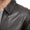 Men Dark Brown Leather Casual Jacket | Premium Lambskin Classic Shirt Collar Winter Coat | Modern Deep Espresso Minimalist Urban Field Blouson