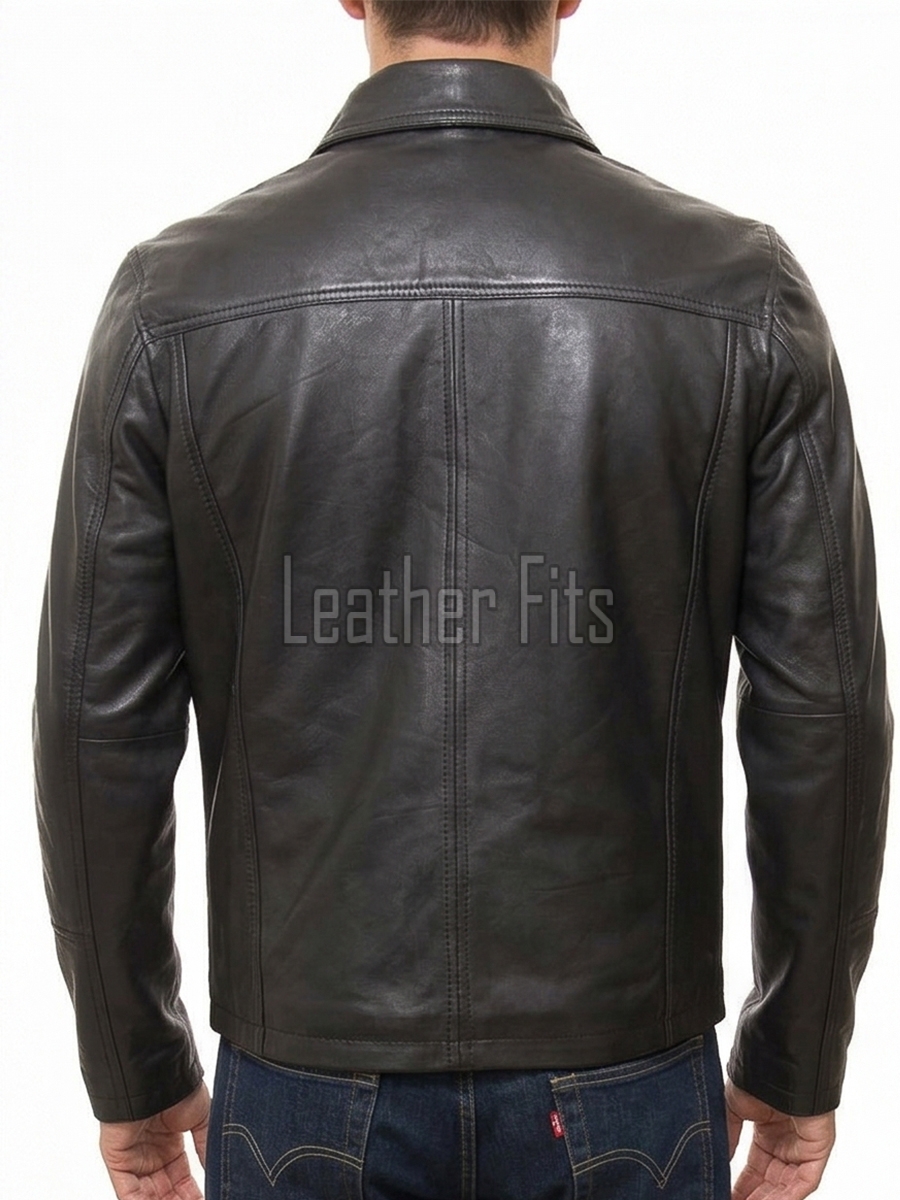 Men Dark Brown Leather Casual Jacket | Premium Lambskin Classic Shirt Collar Winter Coat | Modern Deep Espresso Minimalist Urban Field Blouson
