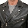 Men Black Leather Fringed Biker Jacket | Premium Cowhide Vintage Rocker Moto Coat | Modern Western Asymmetric Belted Rider Outerwear