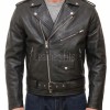Men Black Leather Fringed Biker Jacket | Premium Cowhide Vintage Rocker Moto Coat | Modern Western Asymmetric Belted Rider Outerwear