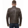 Men Dark Brown Leather Biker Jacket | Premium Distressed Waxed Cowhide Café Racer | Coffee Espresso Diamond Quilted Asymmetric Moto Blouson