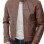 Men Walnut Brown Leather Racer Jacket | Premium Lambskin Minimalist Cafe Rider | Smooth Chestnut Tan Stand Collar Urban Blouson