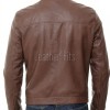 Men Walnut Brown Leather Racer Jacket | Premium Lambskin Minimalist Cafe Rider | Smooth Chestnut Tan Stand Collar Urban Blouson
