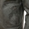 Men Slate Grey Distressed Leather Racer Jacket | Premium Washed Sheepskin Minimalist Cafe Rider | Pewter Charcoal Stand Collar Urban Blouson