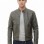 Men Slate Grey Distressed Leather Racer Jacket | Premium Washed Sheepskin Minimalist Cafe Rider | Pewter Charcoal Stand Collar Urban Blouson