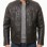 Men Dark Bark Brown Leather Jacket | Premium Sheepskin Quilted Cafe Racer | Vintage Charcoal Distressed Moto Rider Zipper Blouson