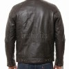 Men Dark Bark Brown Leather Jacket | Premium Sheepskin Quilted Cafe Racer | Vintage Charcoal Distressed Moto Rider Zipper Blouson