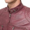 Men Burgundy Oxblood Leather Jacket | Premium Quilted Sheepskin Cafe Racer | Vintage Wine Maroon Distressed Moto Rider Zipper Blouson