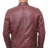 Men Burgundy Oxblood Leather Jacket | Premium Quilted Sheepskin Cafe Racer | Vintage Wine Maroon Distressed Moto Rider Zipper Blouson