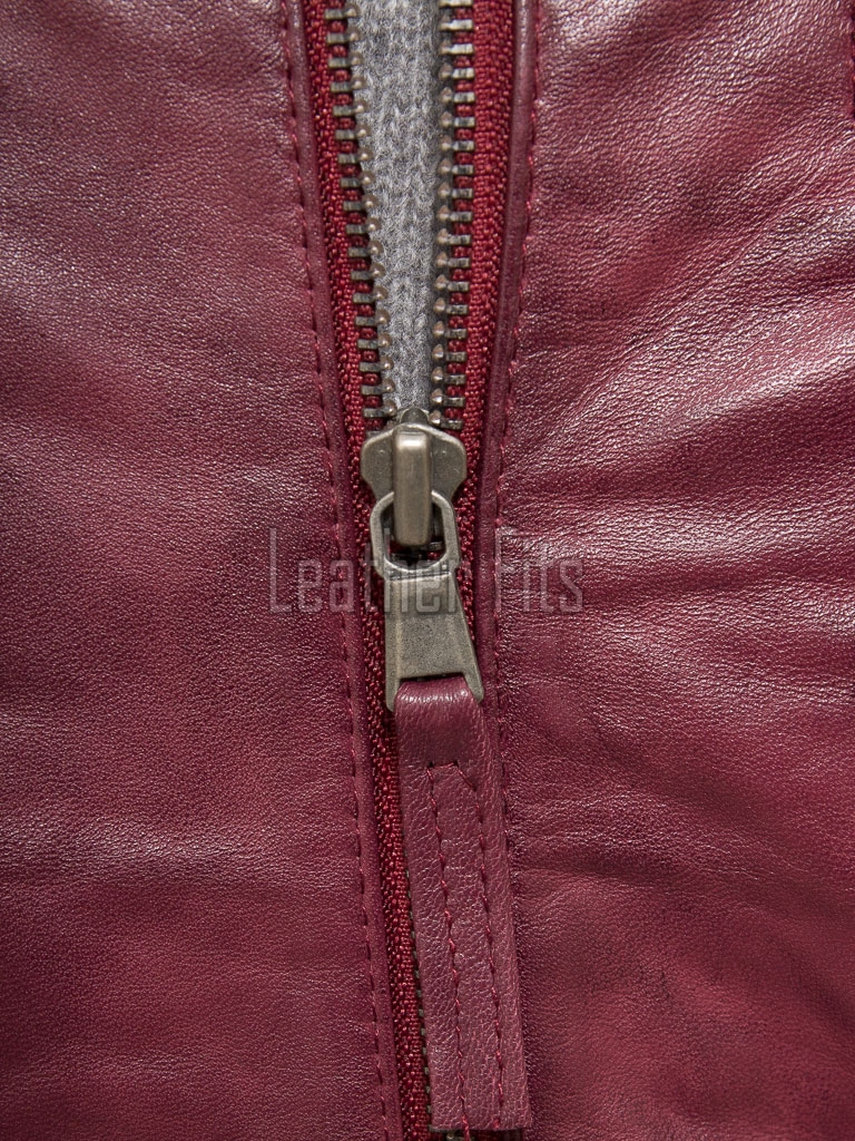 Men Burgundy Oxblood Leather Jacket | Premium Quilted Sheepskin Cafe Racer | Vintage Wine Maroon Distressed Moto Rider Zipper Blouson