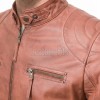 Men Cognac Tan Leather Jacket | Premium Quilted Sheepskin Cafe Racer | Vintage Terracotta Ginger Moto Rider Zipper Blouson