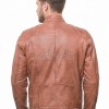 Men Cognac Tan Leather Jacket | Premium Quilted Sheepskin Cafe Racer | Vintage Terracotta Ginger Moto Rider Zipper Blouson