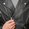 Men Onyx Black Leather Biker Jacket | Premium Chrome Spiked Epaulet Brando Rider | Vintage Asymmetric Heavy Metal Rocker Belted Blouson