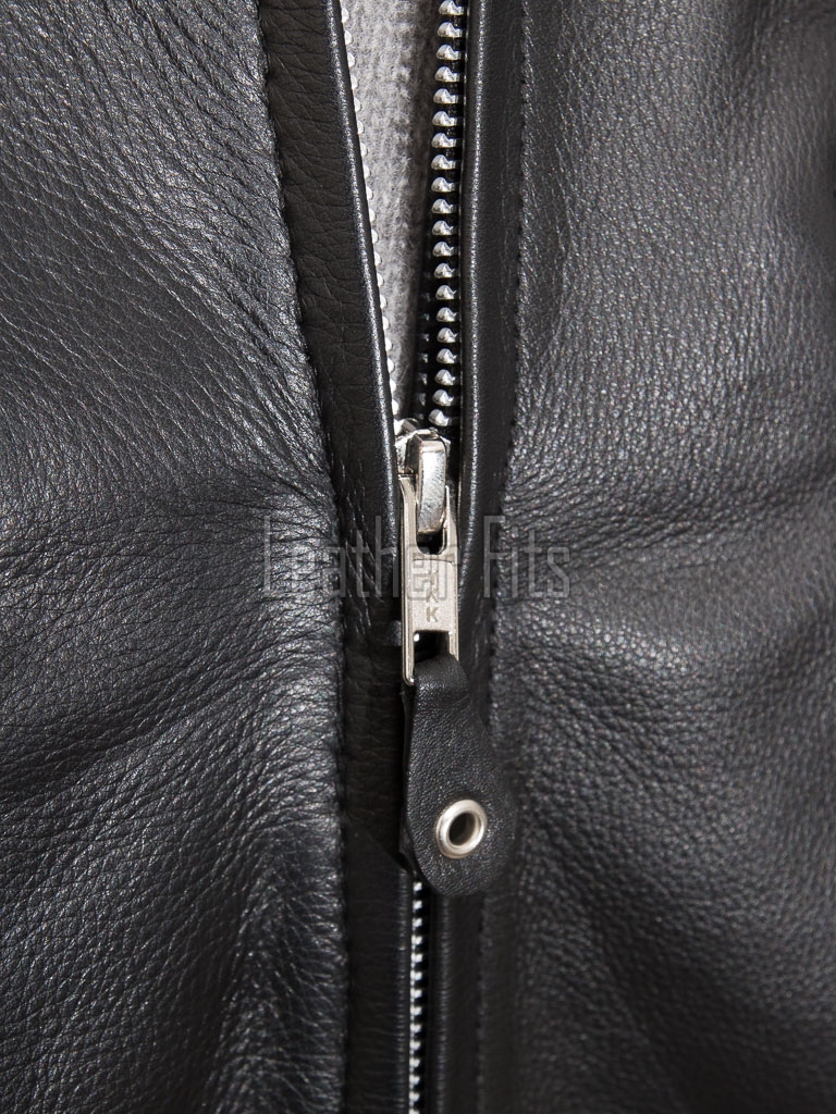 Men Classic Black Leather Shirt Collar Jacket | Premium Semi-Gloss Mechanic Moto Blouson | D-Ring Belted Everyday Rider Outerwear