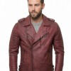 Men Oxblood Red Leather Biker Jacket | Premium Distressed Burgundy Sheepskin Double Rider | Diamond Quilted Heavy Edge Moto Blouson