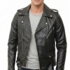 Men Classic Black Leather Biker Jacket | Premium Onyx Sheepskin Belted Double Rider | Heritage Rocker Moto Blouson with Silver YKK Zippers