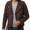 Men Brown Suede Leather Biker Jacket | Premium Cocoa Espresso Genuine Double Rider | Vintage Velvet Touch Luxury Moto Blouson Belted